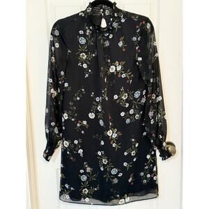 H&M Sheer Dress‎ Women’s 2 Black Romantic Boho Gypsy Whimsigoth Dark Cottagecore